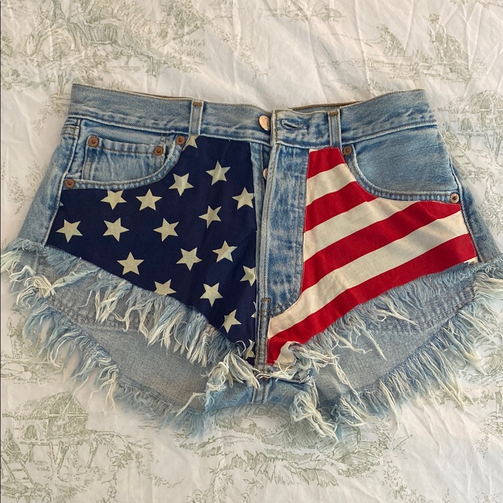 Denim American Flag Women Shorts